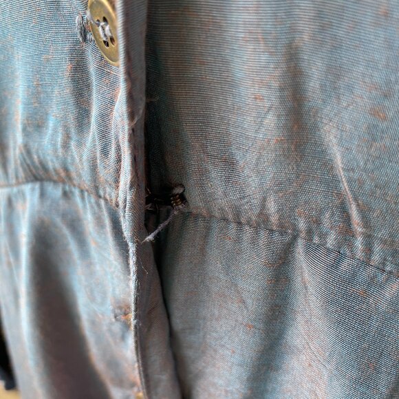 Vintage Shirtdress 80s John Ranta Blue Purple Iridescent Batwing Shirt Dress LG - Picture 8 of 16